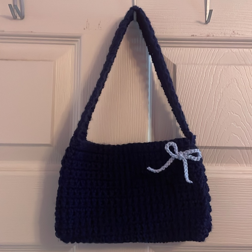 Handmade Crochet Mini Shoulder Purse w/ Bow
